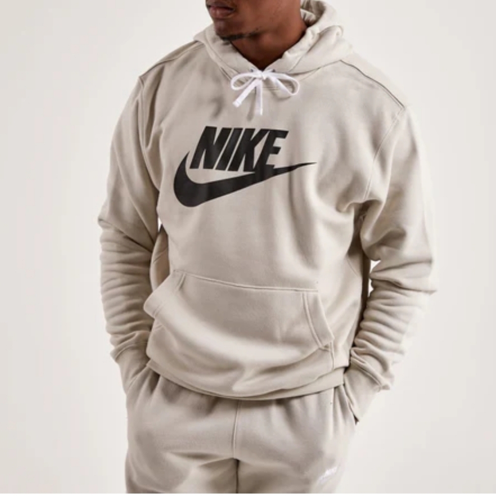 Nike sportswear club fleece graphic mens hoodie gray Streetwear Pullover
